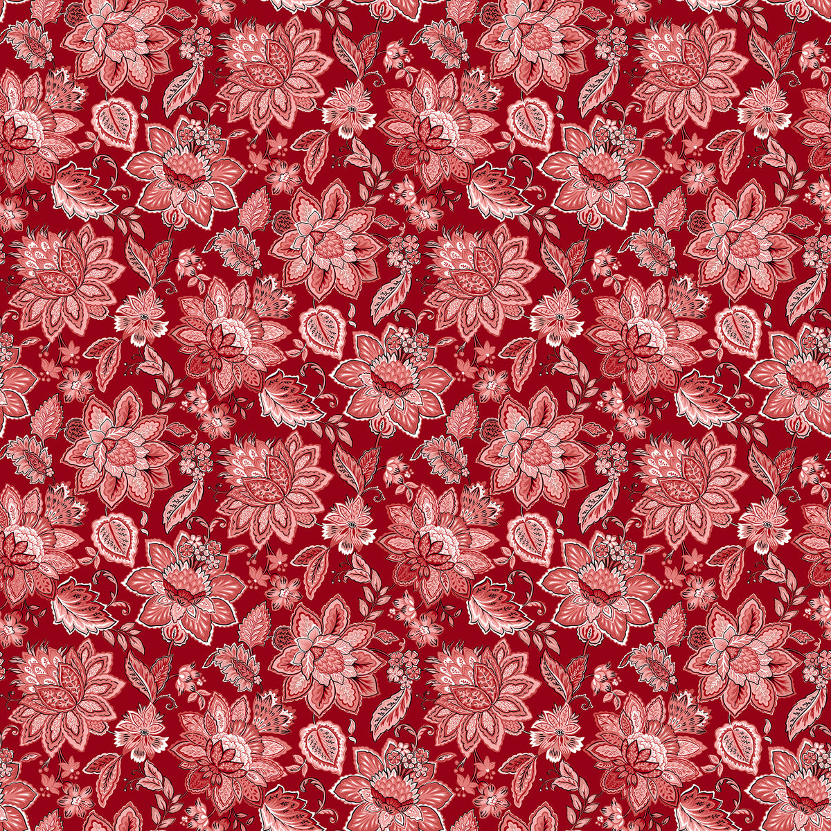 Tissus Northcott Bordeaux antiques Roadshow- fleurs rouges