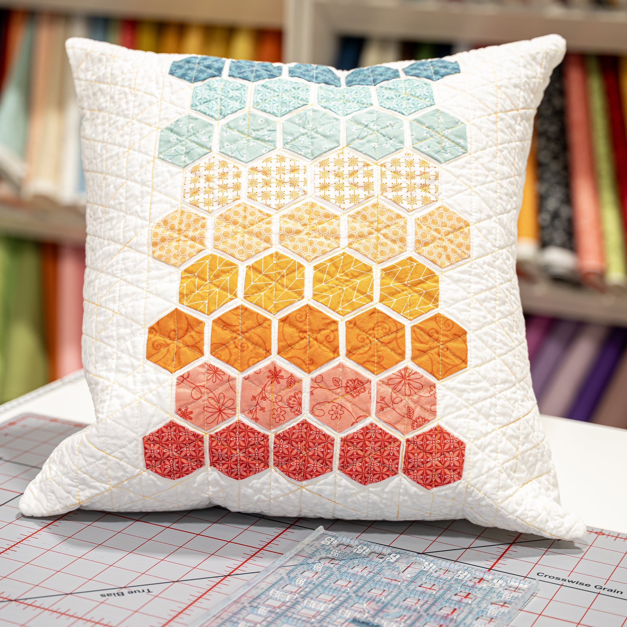 Coussin Hexie, projet de courtepointe