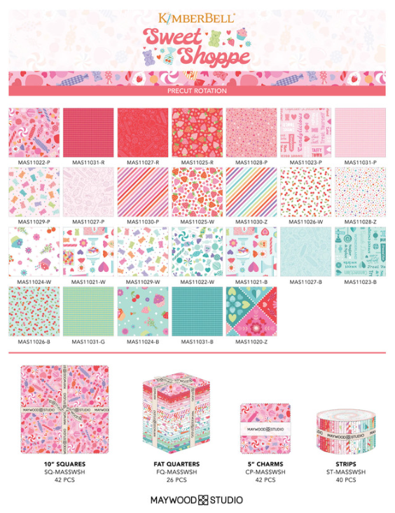 Kimberbell tissus Sweet Shoppe Ensemble FAT QUARTER ( 26 PCES )