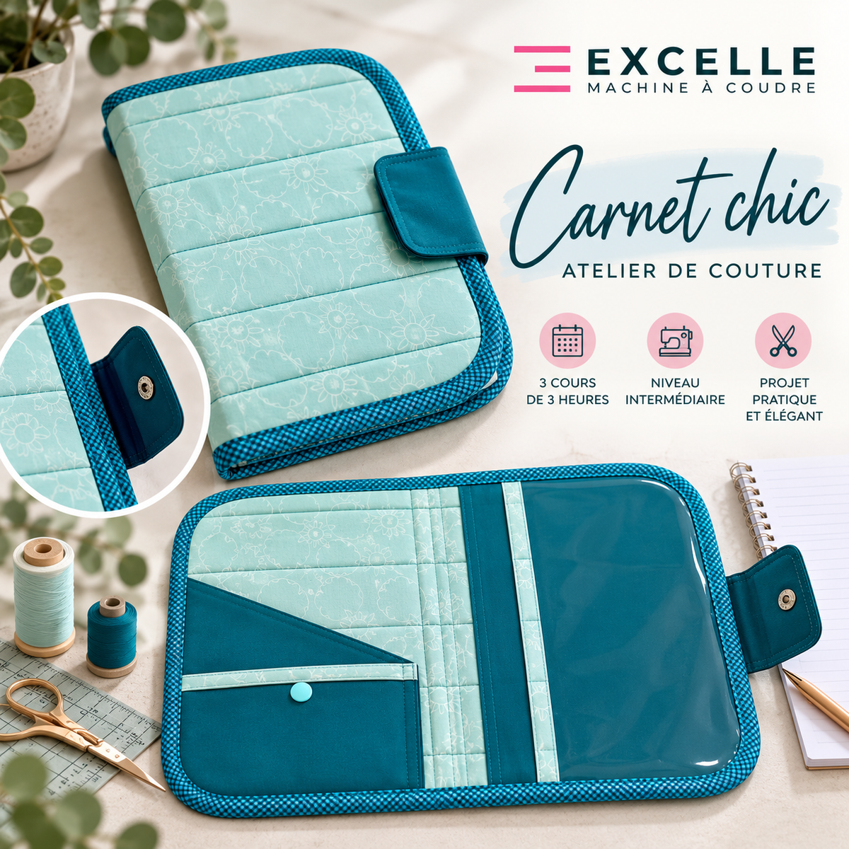 Cours de couture – Carnet chic matelassé débute le 23 novembre 2026 - LAVAL
