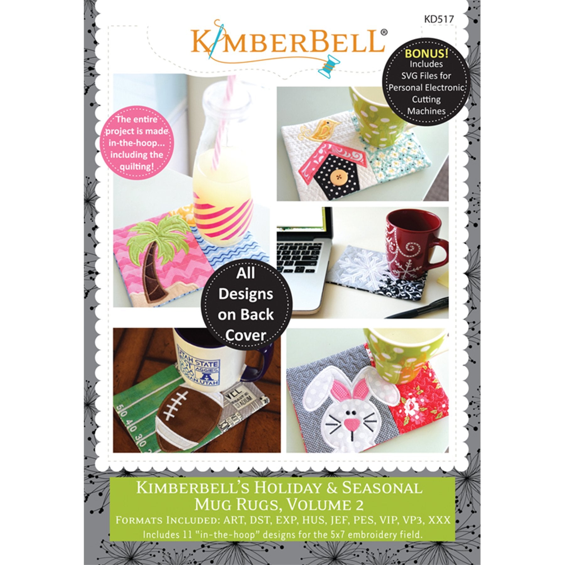Tapis de tasse de vacances et saisonniers "Holiday & Seasonal Mug Rugs" / CD Broderie