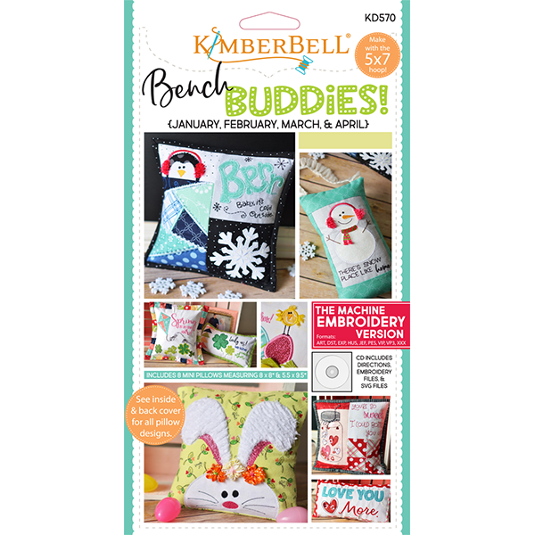 Coussin Jan, Feb, Mar, Apr - "Bench Buddies: Jan, Feb, Mar, Apr" / CD Broderie