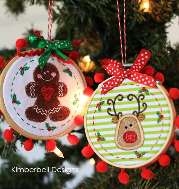 Décor de cerceau Ornements de Noël - "Happy Hoop Decor Whimsical Christmas Ornaments" / CD Broderie
