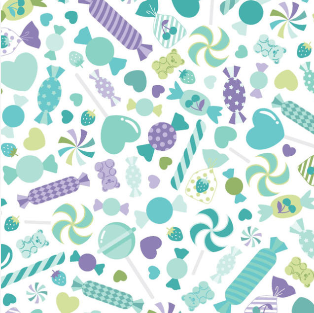Kimberbell tissus Sweet Shoppe Bonbons fond blanc