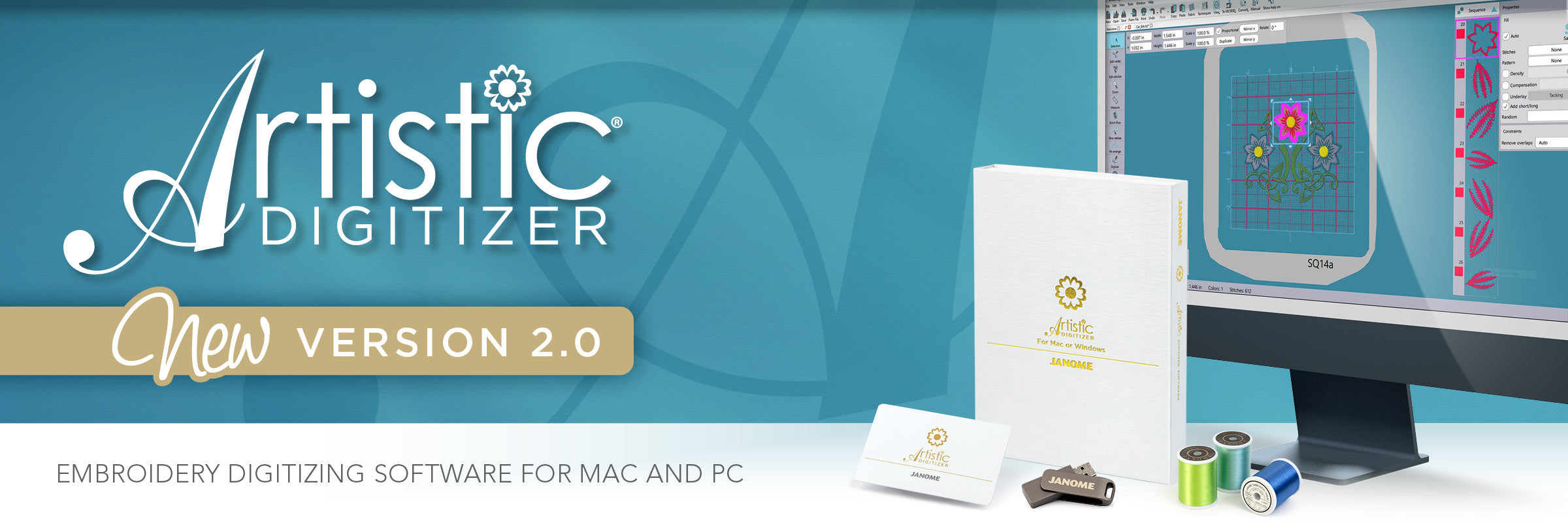 Janome logiciel de broderie Artistic Digitizer Version 2.0