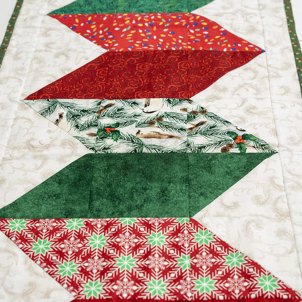 Gros plan d'un projet réalisé avec la technique Quilt as you go (cousu piqué)